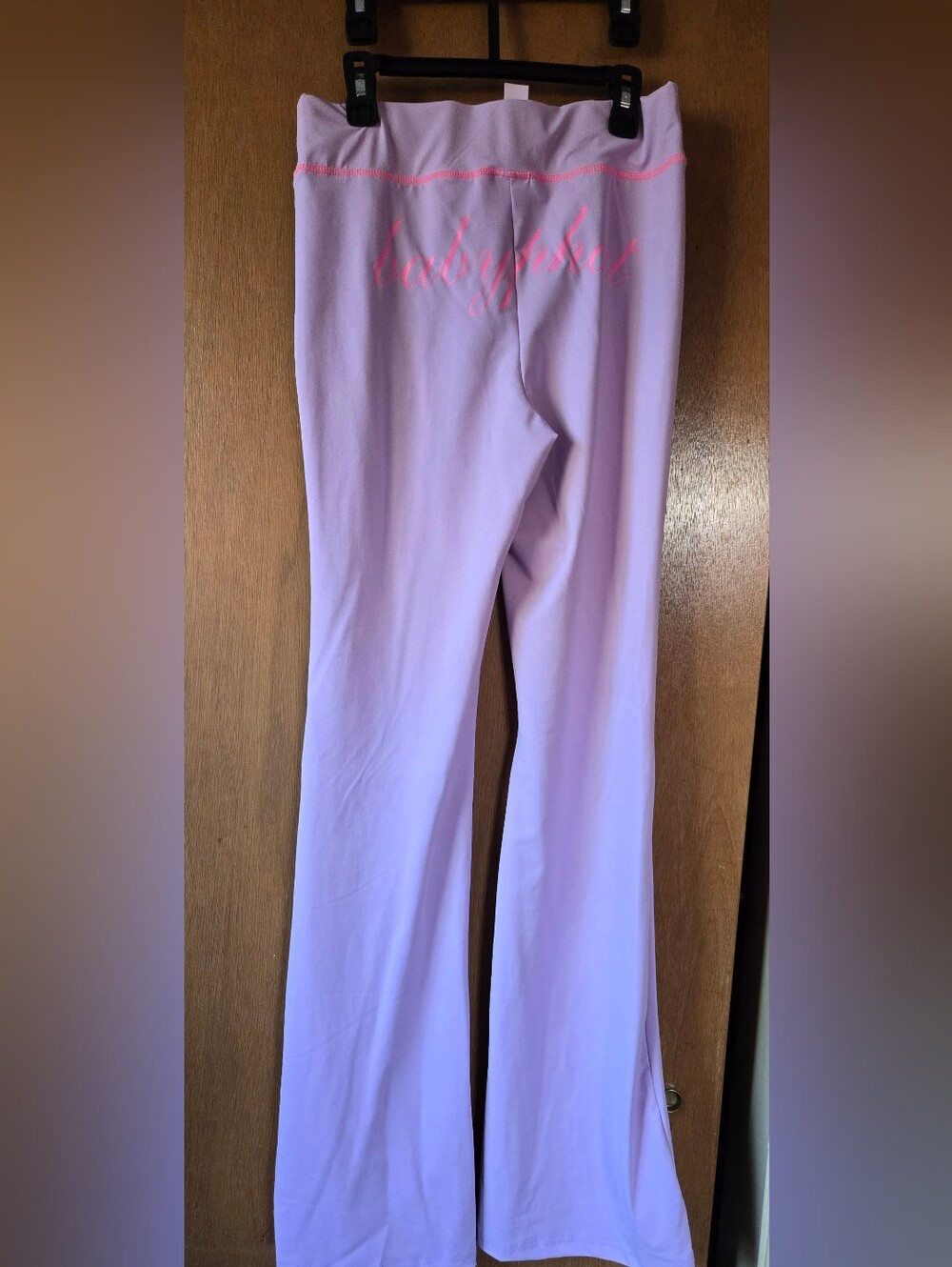NWT Baby Phat Lilac Flare Pants with Pink Script